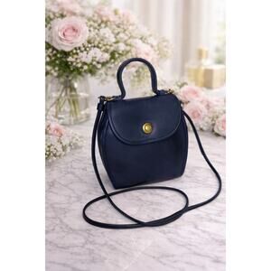 RARE Coach Manor Bag Beautiful & Supple Navy Blue